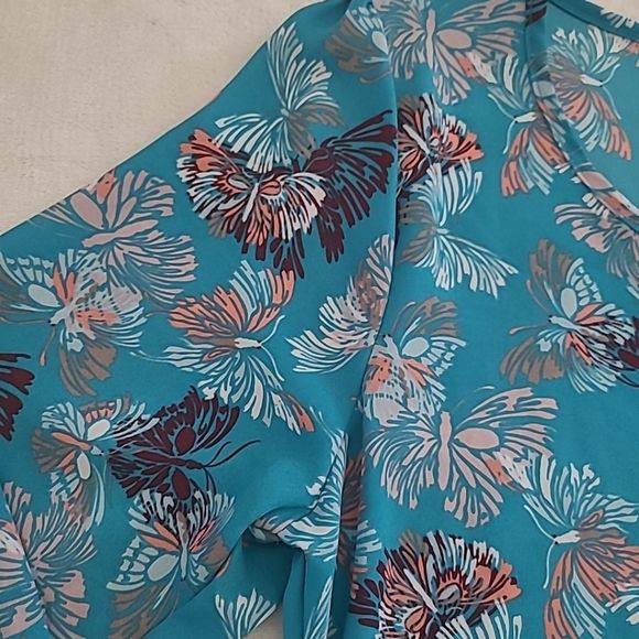 Grayson Cato Blue Butterfly Floral Tunic Medium Long Sleeve Boho Cottagecore - Picture 12 of 15